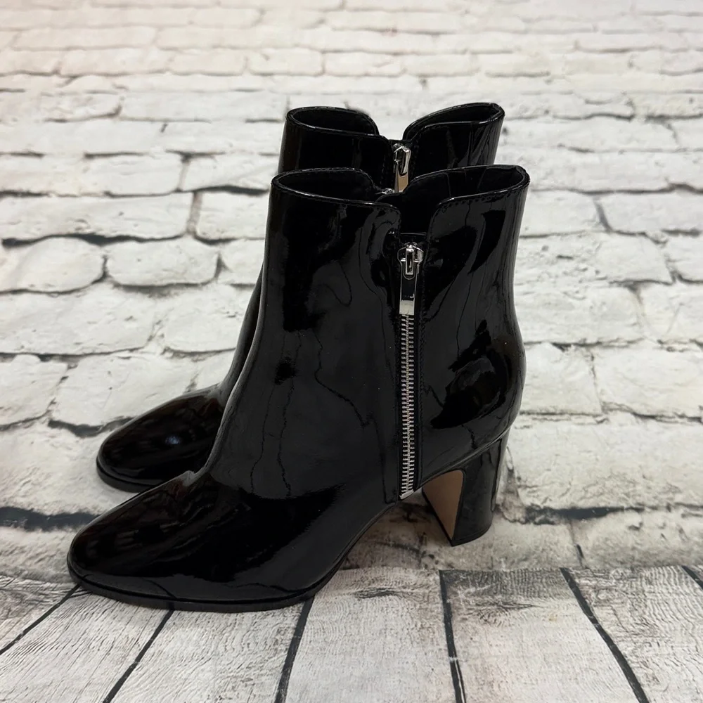 PAIGE Cleo Black Patent Leather Ankle Booties Size 8.5 NEW Women’s Boots Shoes